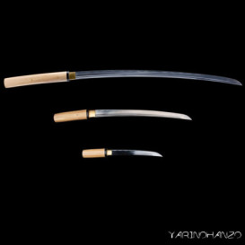 Shirasaya Mifuri Shinken | 3 swords set| Shirasaya + Wakizashi + Tanto | Handmade Katana Sword |