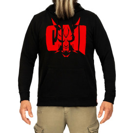 ONI Hoodie by YariNoHanzo front view with red logo