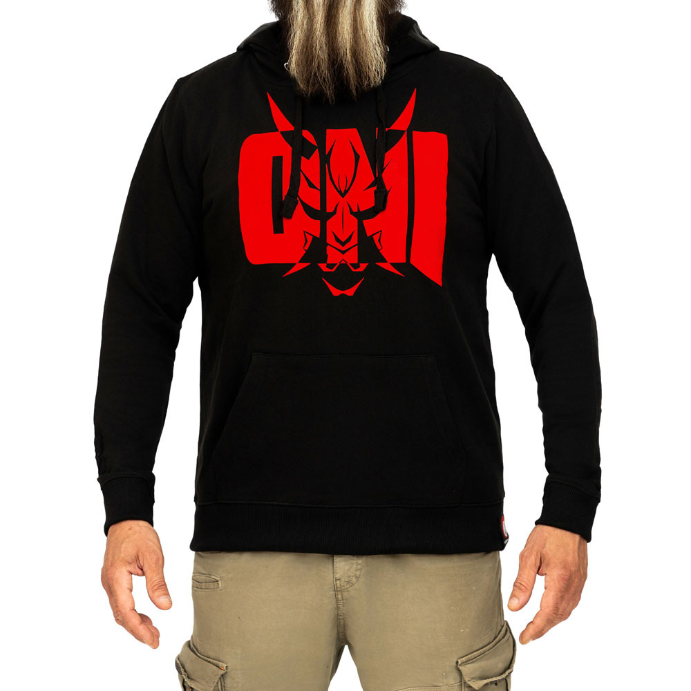 ONI Hoodie by YariNoHanzo front view with red logo