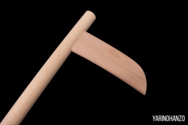 wooden kusarigama training with rope and padded weight